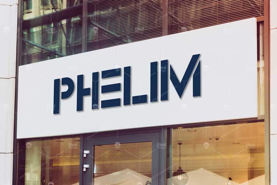 Mẫu thiết kế logo thời trang PHELIM trên hệ thống biển hiệu