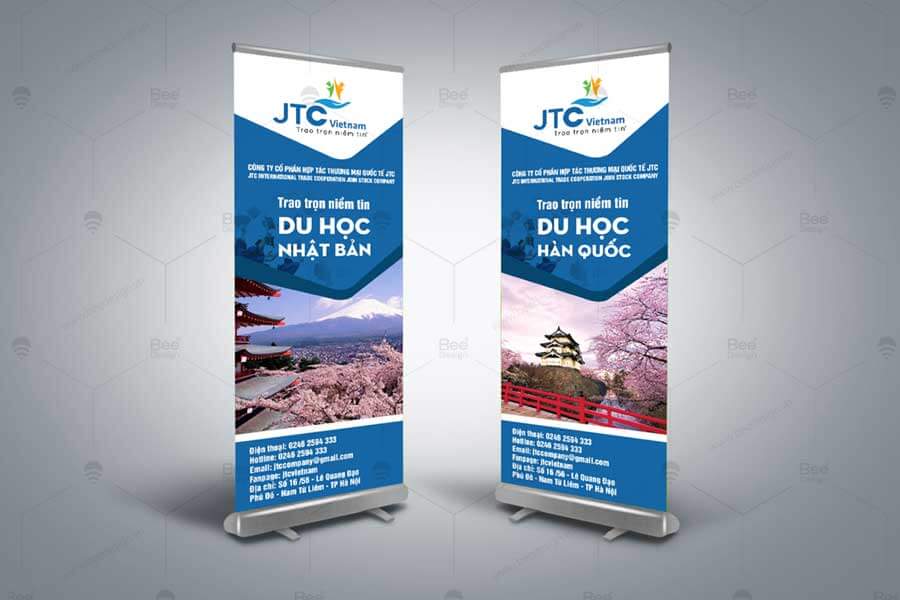 Mẫu thiết kế Standee công ty du học JTC Việt Nam