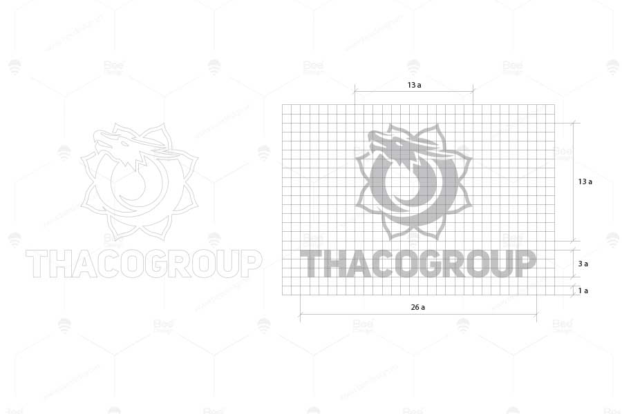 Mẫu thiết kế logo dệt may Thacogroup trên lưới kỹ thuật