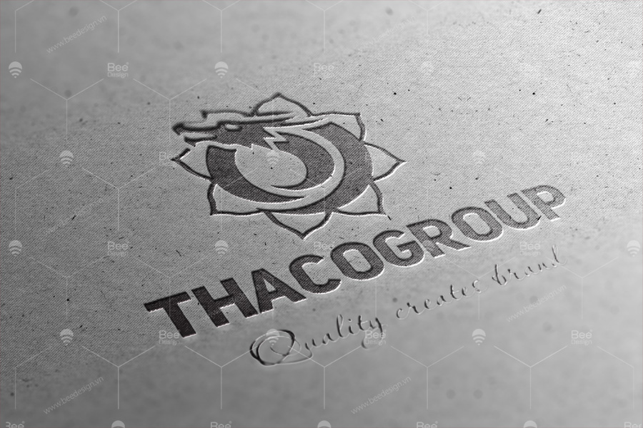 Mẫu thiết kế Logo dệt may Thacogroup trên nền chất liệu