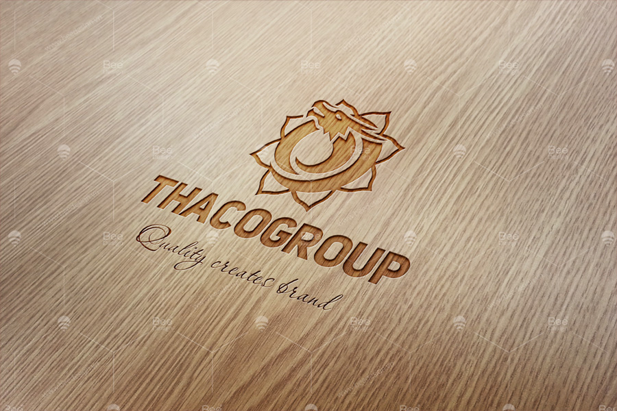 Mẫu thiết kế Logo dệt may Thacogroup trên nền chất liệu