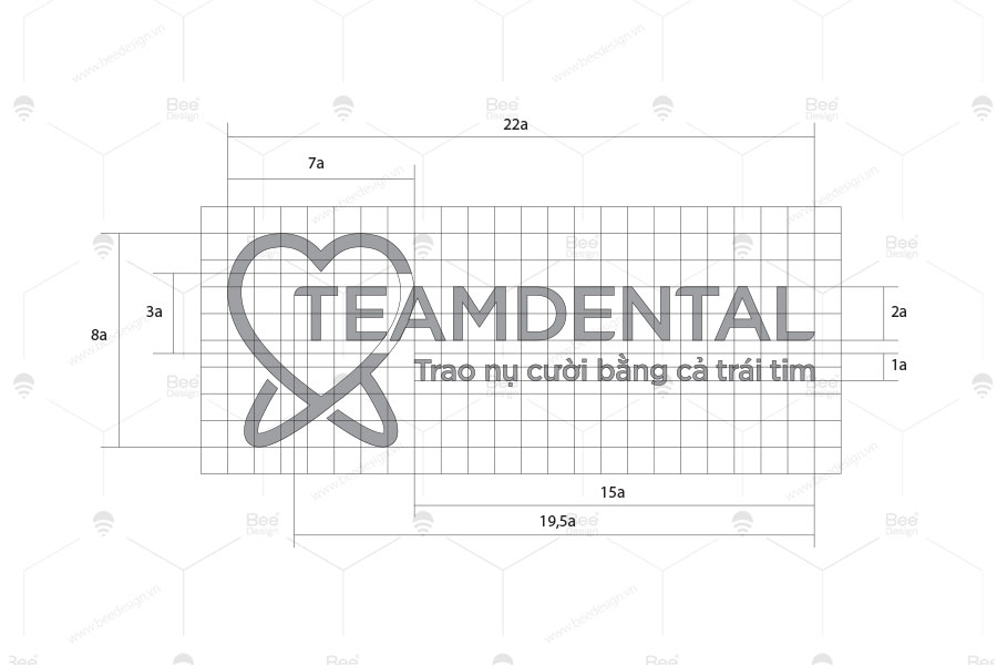 Mẫu thiết kế logo nha khoa Teamdental trên lưới kỹ thuật