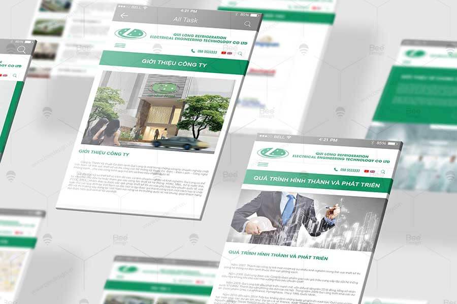 Thiết kế giao diện website công ty TNHH cơ điện lạnh Quí Long
