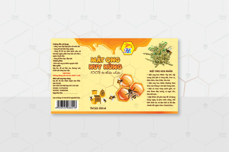 Thiết kế bao bì mật ong Huy Hùng - Bee Design