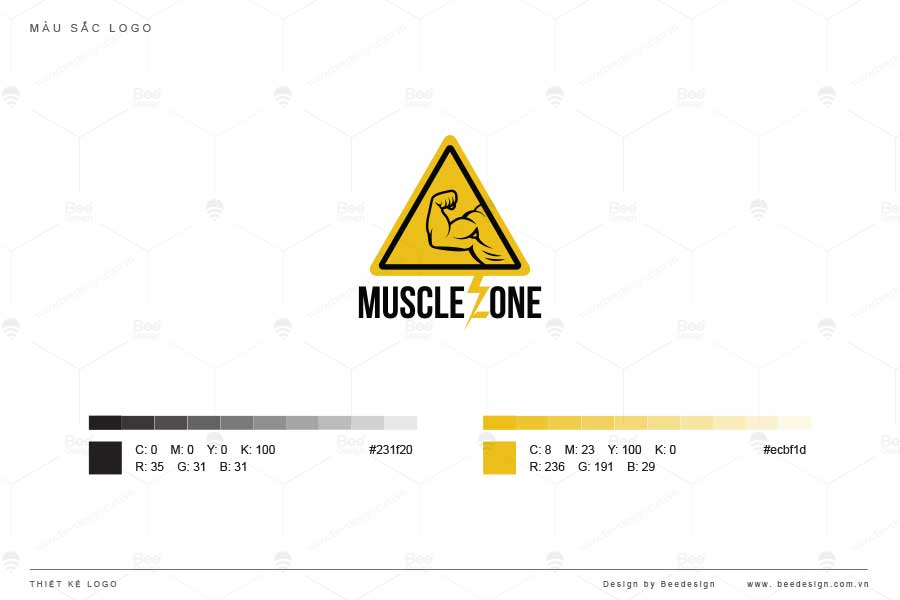 Màu sắc thiết kế logo phòng gym Muscle ZONE